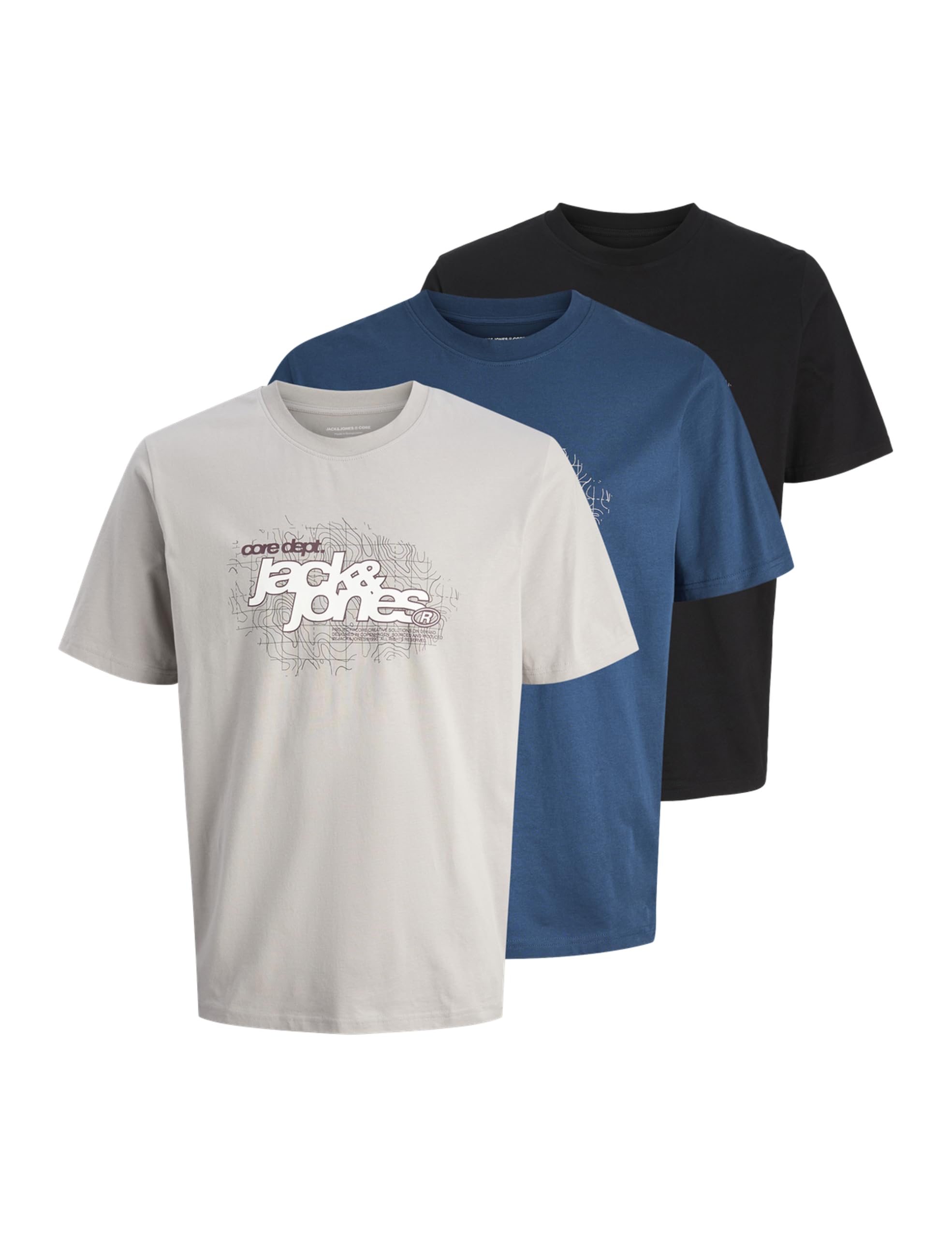 JACK & JONES Jcogrid Branding Tee Ss Crew Neck 3Pk Mp