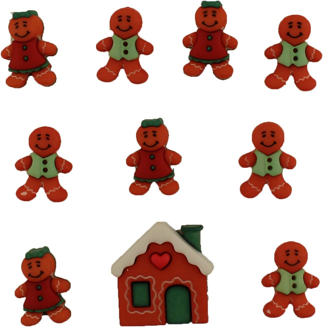 Buttons Galore Craft & Sewing Buttons - Gingerbread Cottage - 3 Packs (30 Buttons)