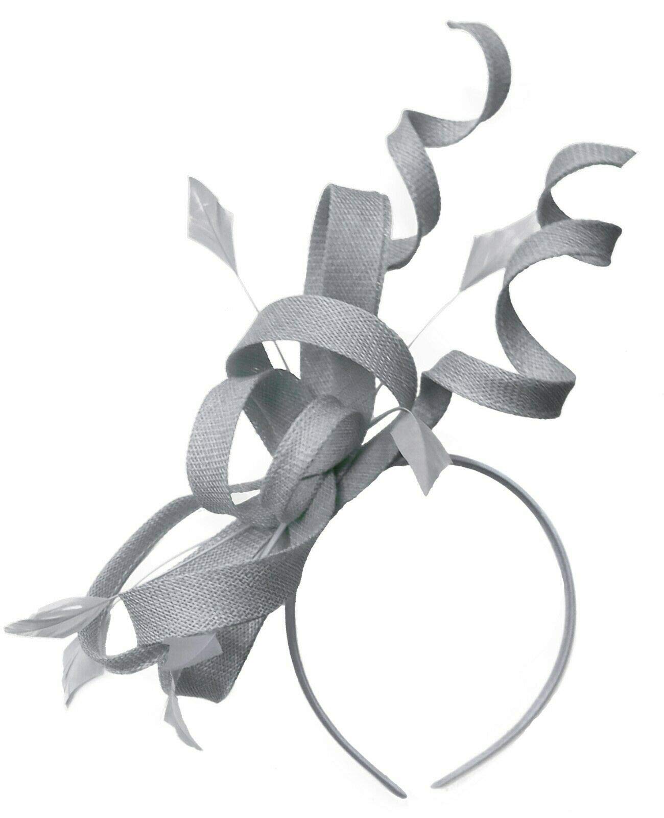 Caprilite Sinamay Headband Swirl Fascinator For Women Wedding Ascot Races (Silver Grey) — image 1