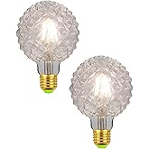VicFlora G95 LED Pineapple Bulb Retro Edison Lamp 4W 2700K Warm White Light Not Dimmable 40W Equivalent Clear Glass Lamp, E26 Base, Suitable for Bedrooms, Restaurants, Cafes, Pack of 2