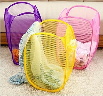 Foldable Collapsible Laundry Basket Bag for Storage of Clothes, Toys Etc. (Color May Vary), Pack of 3
