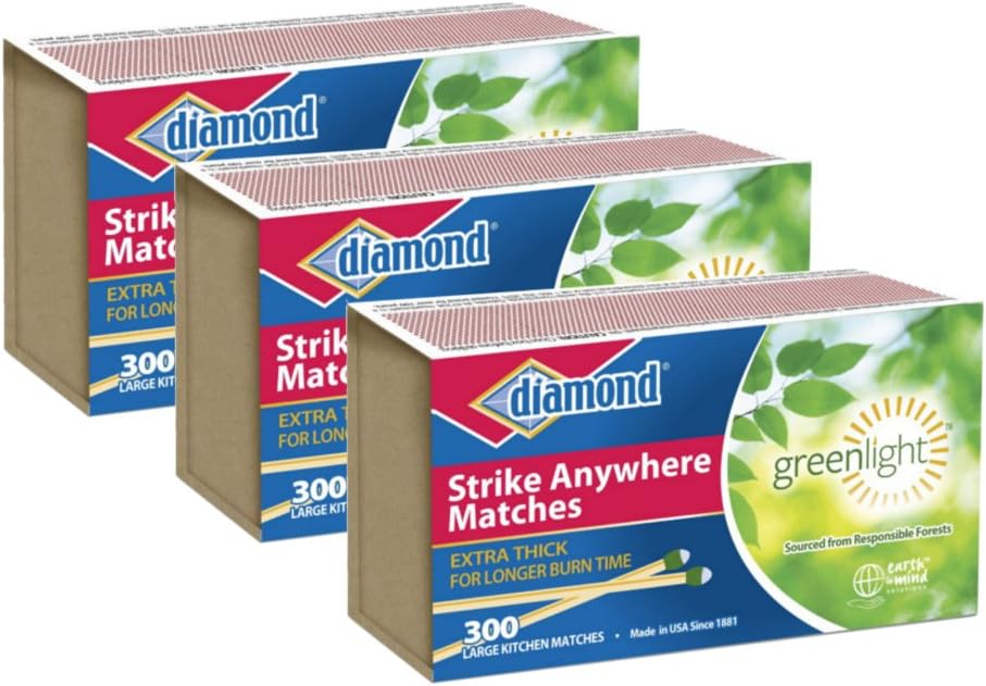 Diamond GreenLightTM Kitchen Matches 3 Pack 300 Matches per Pack x