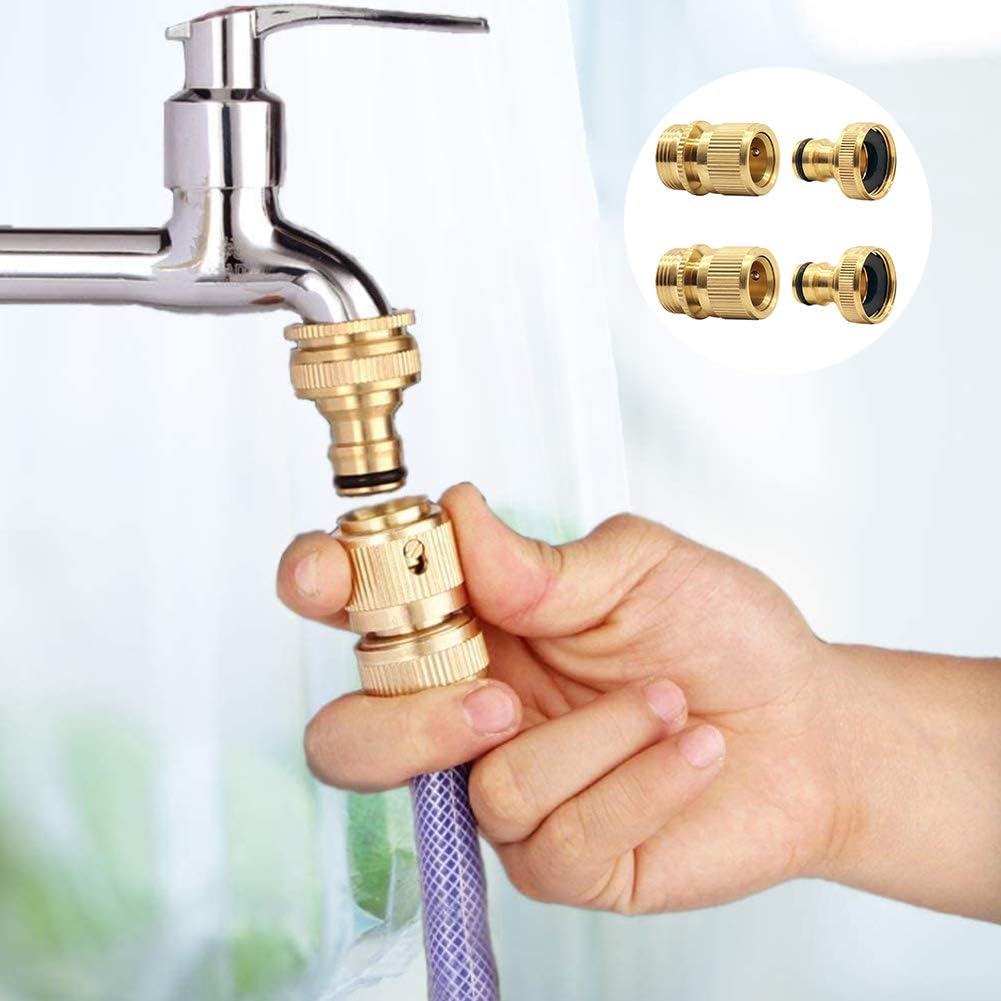 Garden Hose Tap Connector Brass NoLeak Connector Fitting, 3/4 inch