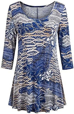 Gorday Women Sweatshirt Casual 3/4 Sleeve O-Neck Floral Print Pullover Tops Fashion Blouse Tunic Shirts for Teen Girls