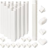 Kit Copritubi Per Climatizzatori Split, 3W 16.1Ft, Linea Decorativa In PVC, Sezione 7,6x6,3 Cm, Per Condizionatori 9000-18000 BTU, Con Pezzi Dritti E Flessibili