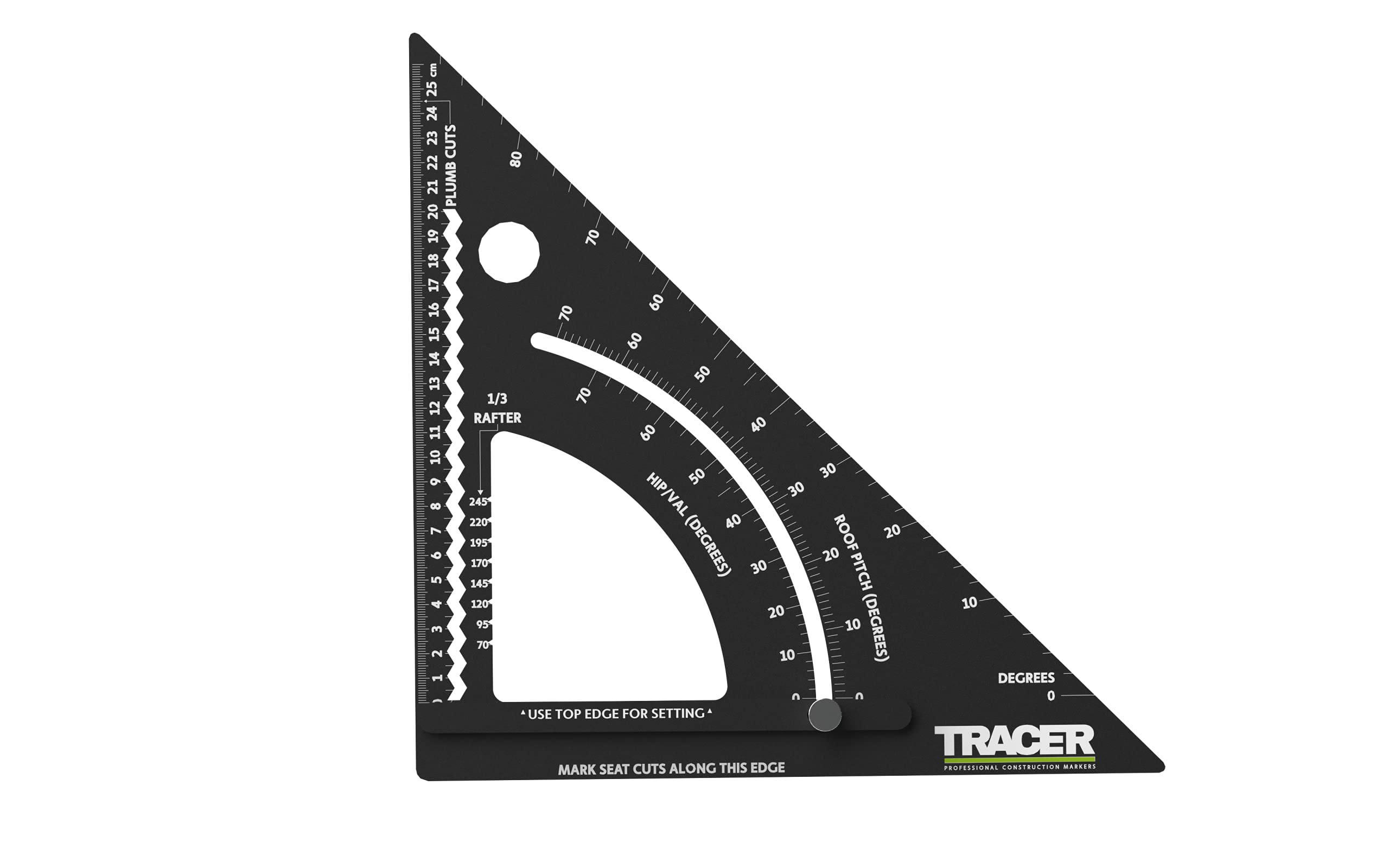 TRACER 12" ProSquare Adjustable Measuring Tool (Professional Construction Square Tool with lockable arm and easy to read laser markings)