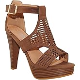 TRENDSup Collection Open Toe Ankle Strap Sandal – Western Bootie Stacked Heel Open Toe Cutout Shoes