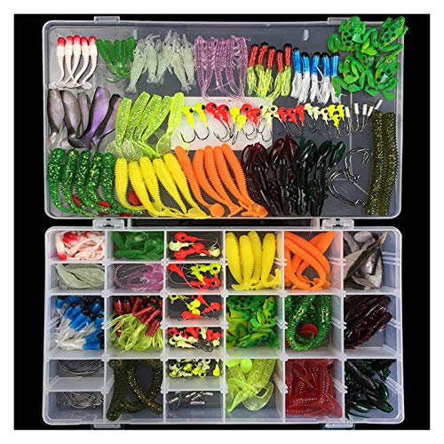 WODEJIA 301 Teile/Los Angelköder Set Gemischte Weiche Köder Köder Jig Kopf Kurbelhaken Wurm Künstliche Köder Angelkabeln… – Bild 3