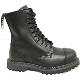Grinders Stag CS Unisex Black Leather 10 Eye Hole Steel Toe Cap Safety Military Punk Boots