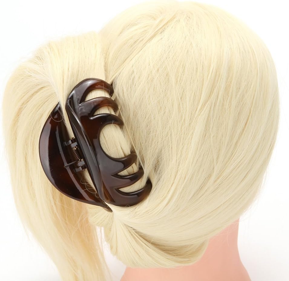 LONEEDY No-slip Grip Large Crystal Plastic Octopus Jaw Clips Hair Claw Banana Clips for Women(Dark Brown) - Image 4