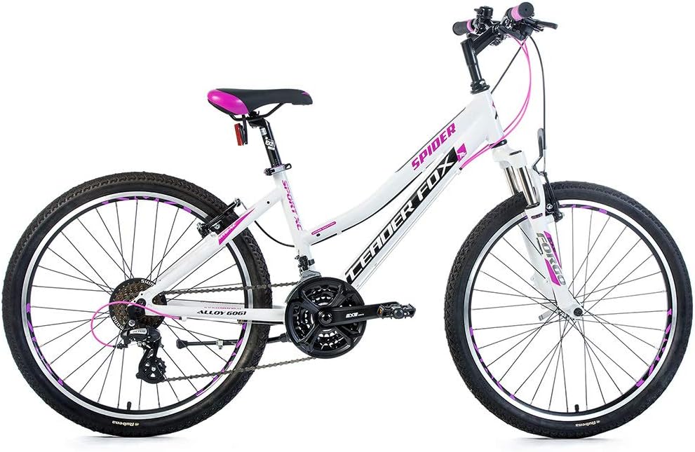 '24 Inch Leader Fox Spider Girl Aluminium Mountain Bike Shimano 21 Speed Bike White RH36