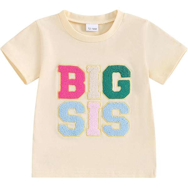 thumbnail image 2 of Big Sister Shirts For Girls Toddler Baby Girl Summer Shirt Romper Little Sister Matching Outfits 0-5T (B-Beige, 12-18 Months 2 of 12
