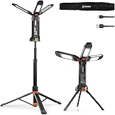 gogonova 2025 Rechargeable Work Light with Stand, 4 in 1 Cordless Camping Light, 700/1200/2200 Lumens, 4000/6500K Dimmable LED Work Lamp with Detachable Tripod(Grey)