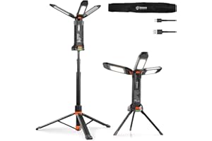 gogonova 2025 Rechargeable Work Light with Stand, 4 in 1 Cordless Camping Light, 700/1200/2200 Lumens, 4000/6500K Dimmable LED Work Lamp with Detachable Tripod（Grey）