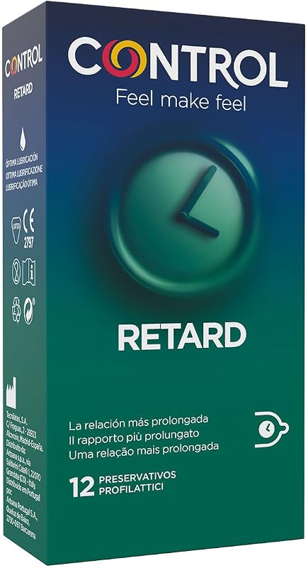 Condom Control Non Stop Retard - Caixa de preservativo, efeito retardante, adaptabilidade perfeita, sexo seguro, 12 unidades