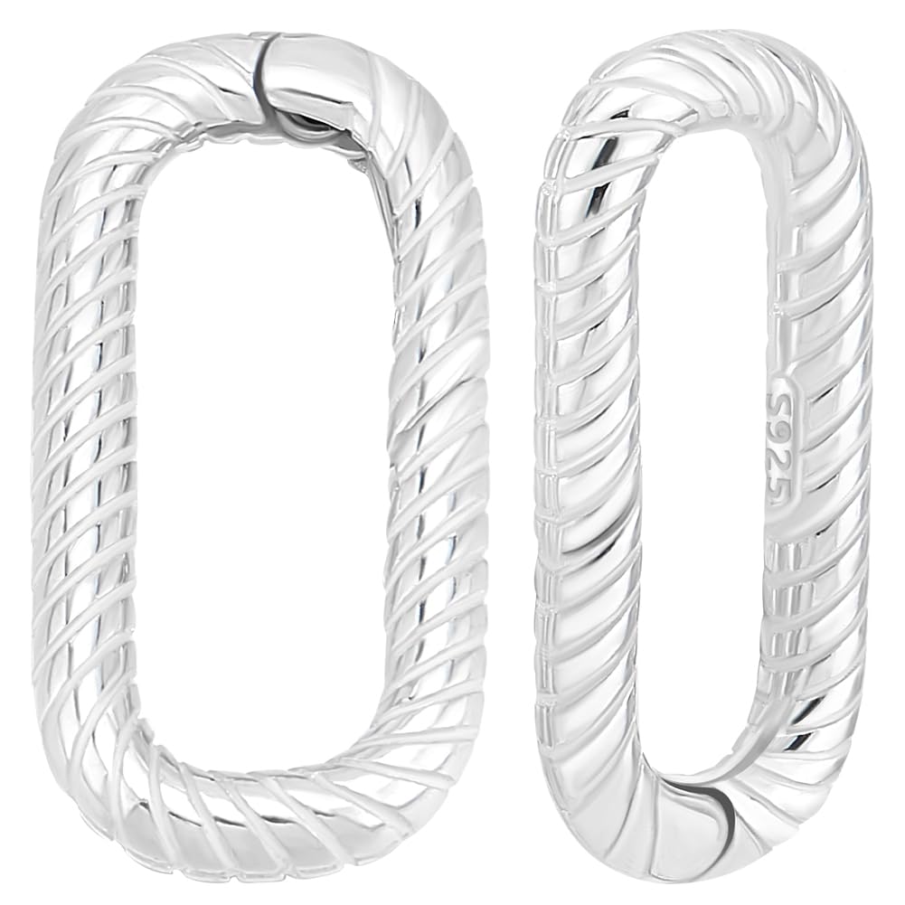 Beebeecraft 2Pcs Small Oval Spring Clasp 925 Sterling Silver Spring Gate Ring Lock Connector for Bracelet Pendant Jewelry Making