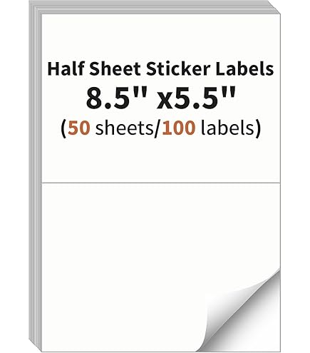 Half Sheet Shipping Labels 8.5x5.5 - 300 Sheets 600 Labels | Compatible With Laser & Inkjet Printers