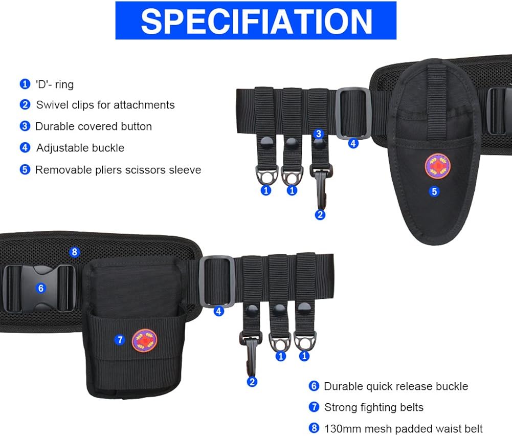 WATERFLY Fishing Wading Belt, Adjustable Wader Belt Fishing Waist Belt with D-rings hooks for Fishing Waders for Men: Clothing