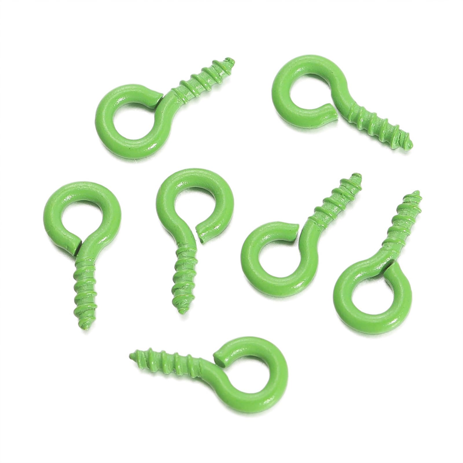 1 Pack Eye Bolts Screw,(About 100PCS),Metal Goat's Eye Screws,5 * 10mm Chrome Plated Eye Bolts,Mini Screw Eye Pin For for DIY Jewellery Making Green