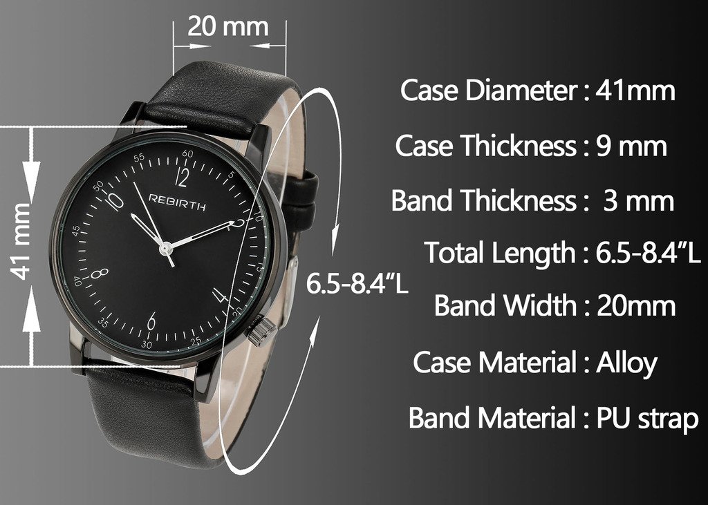 JSDDE Montre à Quartz Unisexe Mouvement Japonais Bracelet PU Style Simple Montre Etanche + Cadeau Boîtier Cadran Blanc Bracelet Noir