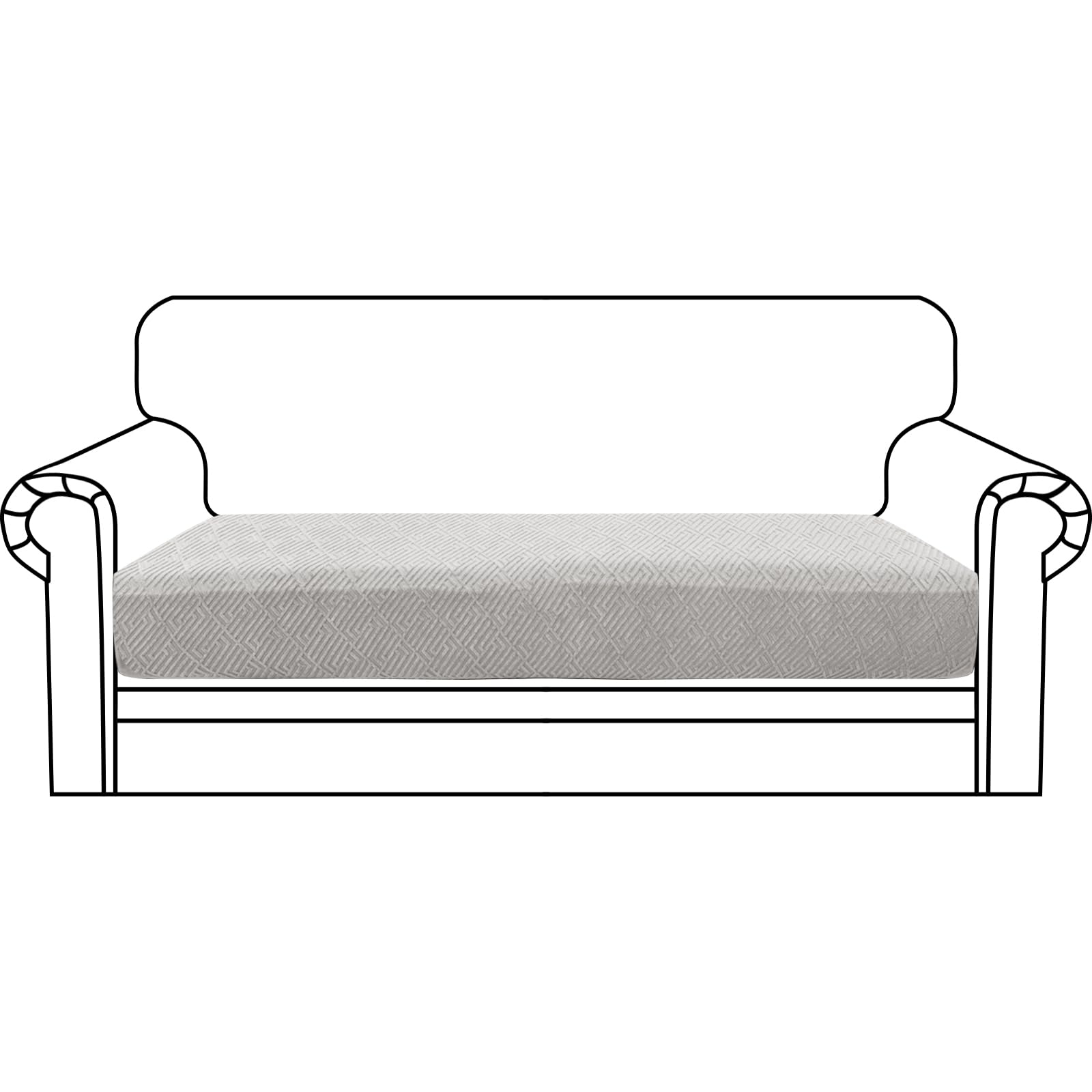 CHELZEN Super Stretch Sofa Seat Cushion Cover, Fitted Sofa Cushion Slipcovers, Soft Couch Cushion Covers, Furniture Protector with Elastic Bottom (2 Seater, Silver Gray)