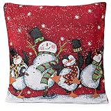 Zilo Novelties Christmas Throw Pillow Covers Snowman(Set of 2)- Red Christmas Pillow Cases, Throw Pillow Decor, Holiday Season Decorations for Couch, Chair, Sofa - 18 x 18 Inches