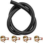 1/4" ID x 1/2" OD Fuel Line Hose 25" Length with 4 Clamps, Replacement for 5414K 283207 791850, 300PSI NBR Rubber SAE 30R7 for Lawn Mower Snow Blower Generator Small Engine