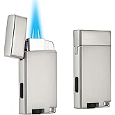 Copmotds Refillable Butane Torch Lighter with Keyhole and Visible Window, 2 Pack Adjustable Pocket Lighter and Perfect for Me