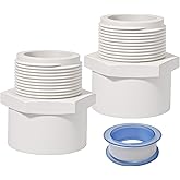 1.5 Inch Male Thread PVC Fittings White 2-Way PVC Pipe Coupling Adapter Connectors Coupling for 1-1/2 Inch Schedule 40 Pipe（2 Pack）