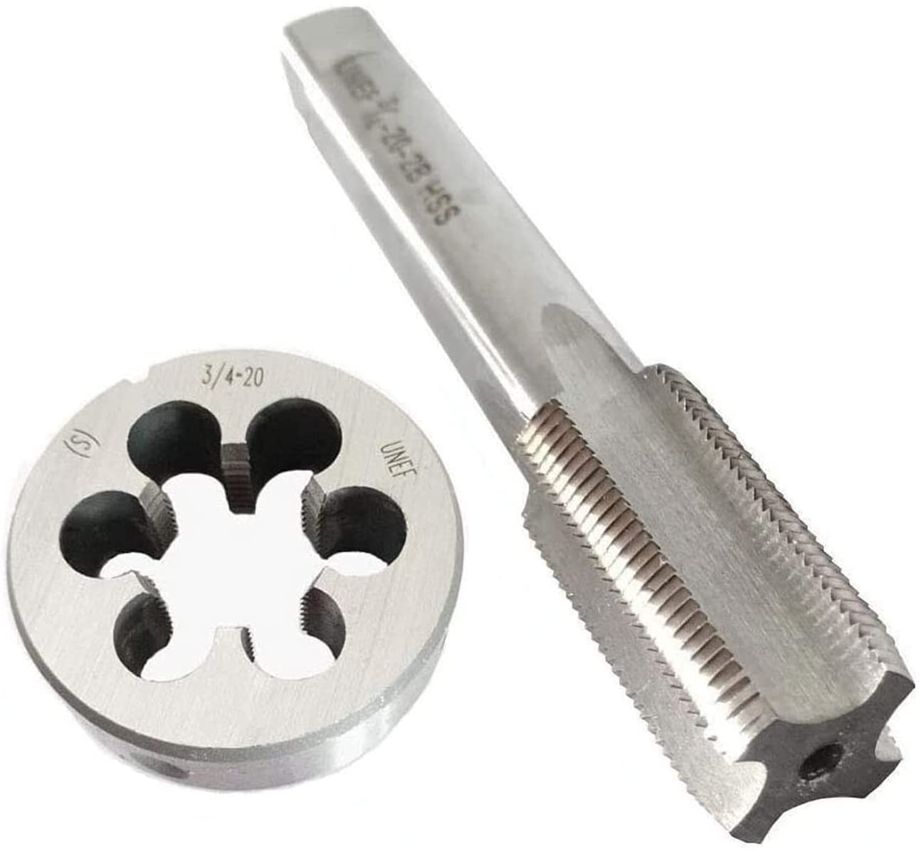 HUAZHICHUN 1PC 3/4-20 UNEF Tap + 1PC 3/4-20 UNEF Die, HSS Tap and Die Set Right Hand Tap