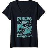 Womens Pisces Sign Of Zodiac Cute For Kids and Women V-Neck T-Shirt