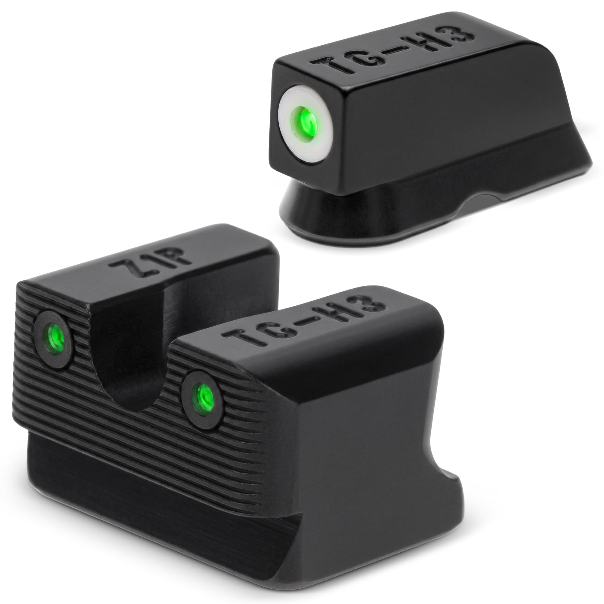 TRUGLO Tritium Pro - Miras nocturnas compactas con puntos blancos de luz diurna, puntos de tritio nocturno y anillo frontal de bloqueo de enfoque para pistolas CZ, negro