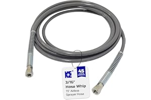 HE COSMOSTAR Cosmostar 3/16" x 15 feet Super Flexible Airless Sprayer Hose - 3300 PSI Max Pressure, Durable & Universal Fit Whip Hose