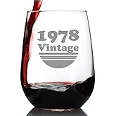 Bevvee Vintage 1978 Stemless Wine Glass - 48th Birthday Gifts for Women & Men Turning 48 - Bday Party Decor - Large 17 oz