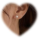 W WEILIRIAN Boho Pearl Ear Jacket Earrings Gold Pearl Stud Earrings Pearl Wedding Earrings Two Ways Front Back Earrings Jewelry for Women and Girls Gifts