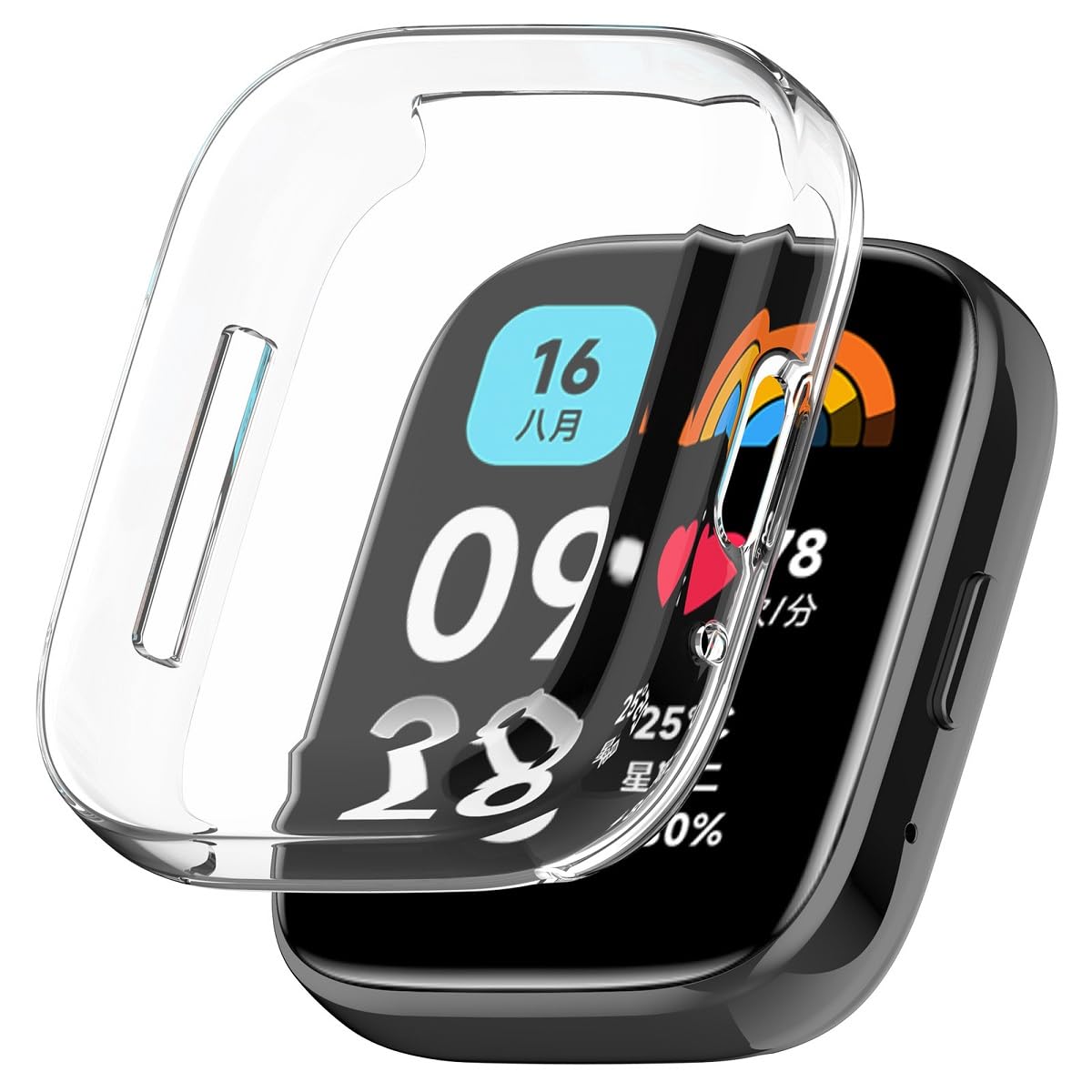 HOMTERN 2-Pack Cases Compatible with Redmi Watch 3 Lite/Watch 3 Active,Flexible TPU Full Covered Shell Shockproof Scratch-Proof Screen Protector Case, 2 Pack Clear