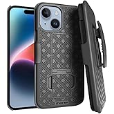 Designed for iPhone 15 Case with Belt Clip Holster - Kickstand Cover Phone Case - Black