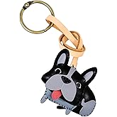 TiCKandPiCK Cute Dog Vegan Leather Charm Keychain - Hand-Sewn Bag Charm for Car, Backpack Decoration, Gift for Women Men Kids