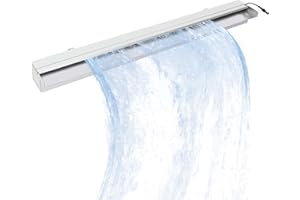 120cm (48") Large Stainless Steel Pool Waterfall Fountain, Professional Wall-Mounted Spillway with Remote Control LED Lights,