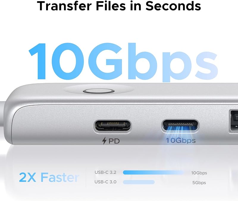 Adaptador USB C Revodok 5 em 1 Hub C Fino e Leve