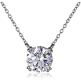 Amazon Essentials Sterling Silver Solitaire Pendant Necklace with Round Cut Infinite Elements Cubic Zirconia Round Solitaire Pendant, (previously Amazon Collection)
