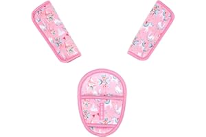 AMINTIRI Car Seat Straps Pads for Kids, Ultra Soft Plush Car Seat Strap Covers for Kids, Infant Carseat Shoulder Pad, Hip Support for Car Seats, Pushchair, Baby Stroller. (Wizard Castle)