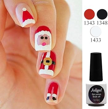 Set De Pintaunas Para Navidades Regalo De Esmaltes En Gel Semipermanentes Para Manicura Uv Led Diseno Decoracion De Unas Para Las Navidades 7 3ml Pc 3pcs Rojo Negro Blanco Amazon Es Belleza
