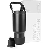 Simple Modern Trek Pivot | 30oz Flip Straw Tumbler with Handle | Water Bottle & Boot | Interchangeable Straw & Chug Lids | Insulated Stainless Steel Jug | Gym Sports Outdoors | Midnight Black