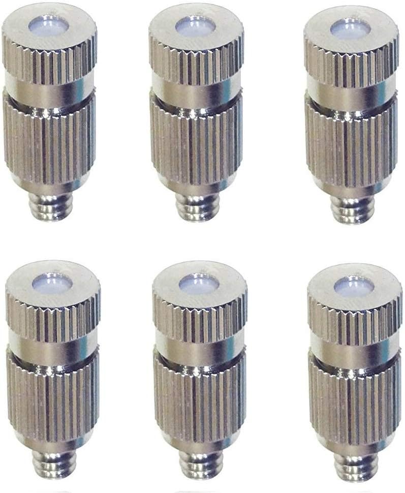 Dtacke 10pcs 3/16" Male Threaded Brass Misting Nozzles Fogging Spray Sprinkler Head Garden Irrigation Misting Spray Nozzle Outdoor Cooling Humidification Misting System Garden Hose Nozzle (Silver)