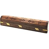 Bless-International Traditional-Handmade-Burner Wooden-Coffin-Incense-Stick-Holder Ash-Catcher-Stand (Wooden Coffin)