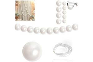 10pcs Jumbo Pearl Bead Garland, 8cm Large White Faux Pearl String for Wedding Arch Backdrop, Staircase Decorations, Elegant B
