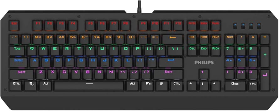 Teclado Philips Gamer Mecânico Luminoso Usb Spk8413