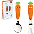 Ginbear Toddler Utensils with Case, Non-toxic Kids Spoons and Forks for Ages 18 Months+, Cute Child Flatware Set
