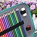 BTSKY 200 Slots Colored Pencil Organizer - Deluxe PU Leather Pencil Case Holder With Removal Handle Strap Pencil Box Large for Colored Pencils Watercolor Pencils